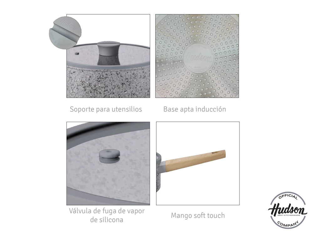 Nuevo Wok 28 cm STONE de Aluminio Forjado c/ Antiadherente p/ Inducción