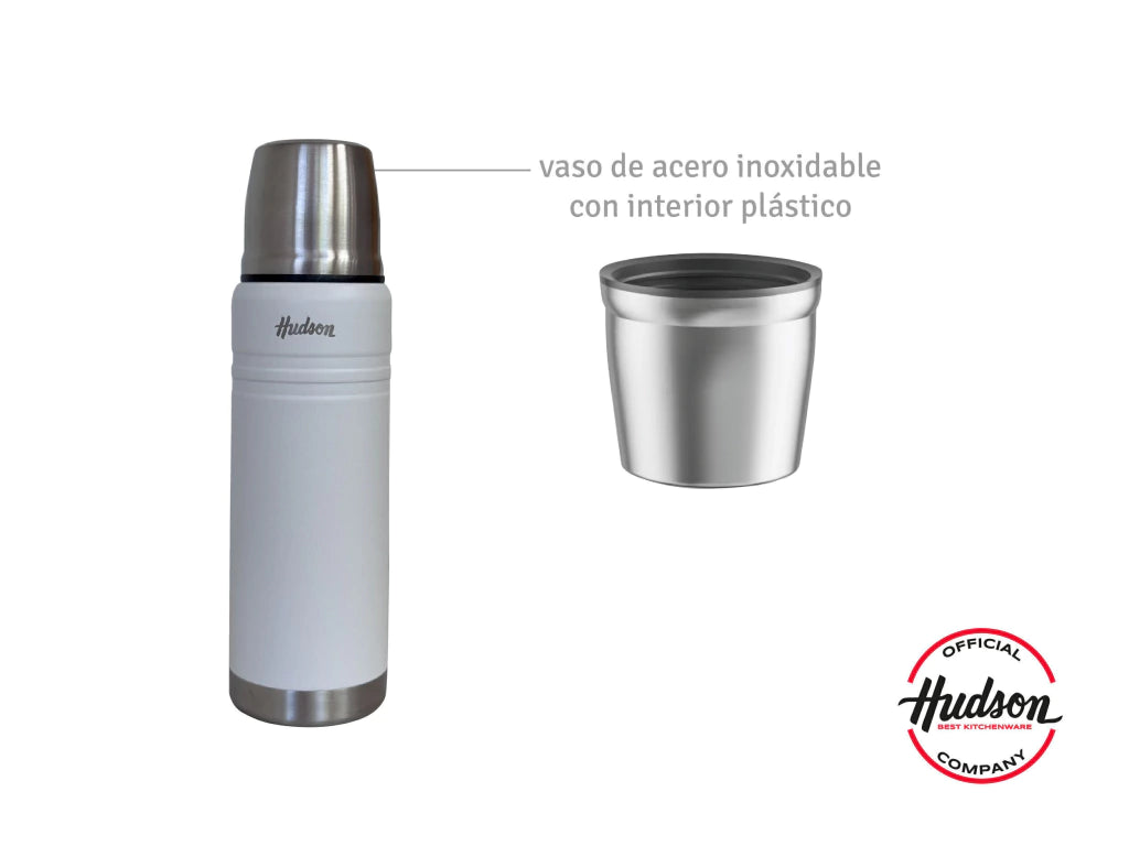 Termo 500 ml Blanco de Acero Inoxidable Doble Pared