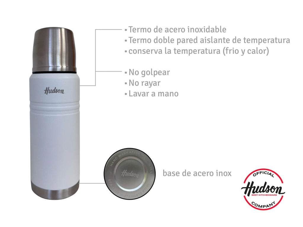 Termo de Acero Inoxidable 750 Ml Color Blanco