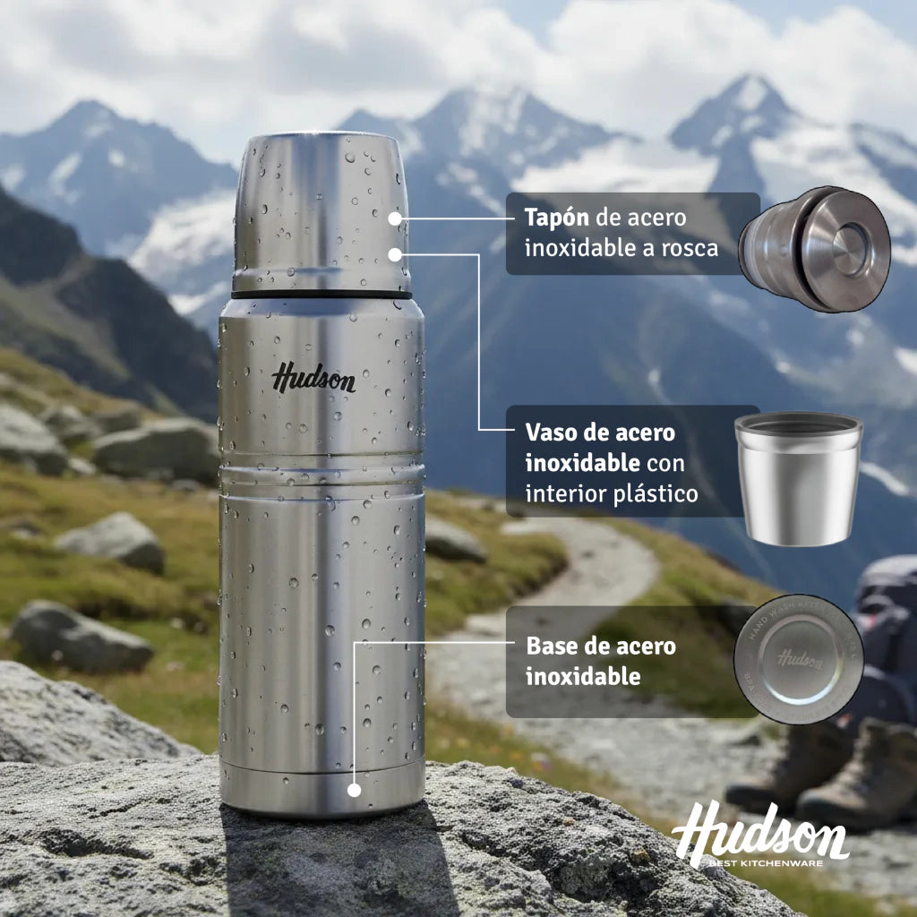 Termo De 750 Ml Acero Inoxidable Acabado Acero Pulido