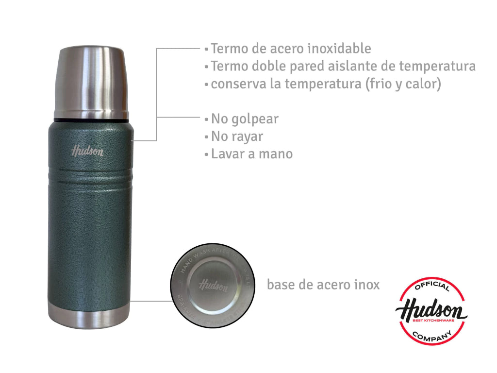 Termo De 750 Ml Acero Inoxidable Pulido Verde