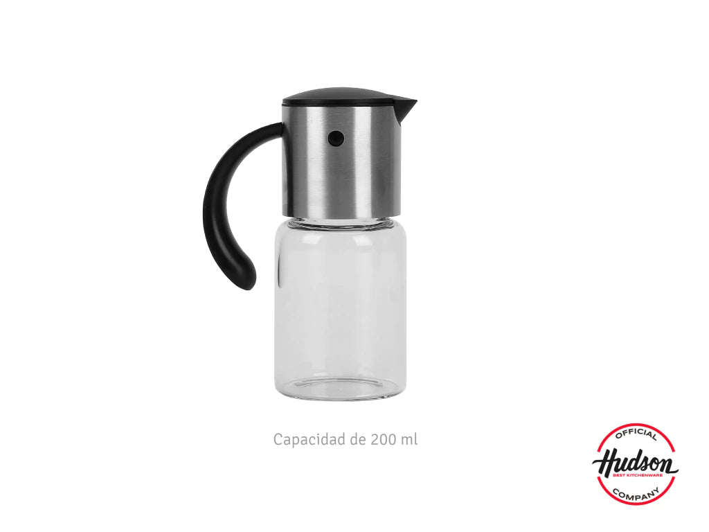 Aceitero y Vinagrero de Vidrio 200 ml Cabezal de Acero Inoxidable