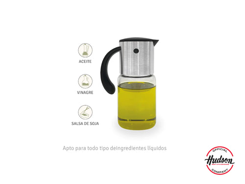 Aceitero y Vinagrero de Vidrio 200 ml Cabezal de Acero Inoxidable
