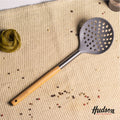 Espumadera de Cocina 35cm c/ Mango De Madera Marrón Claro