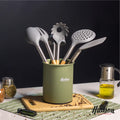 Set De 6 Utensilios De Nylon Con Mango Madera Línea Olive