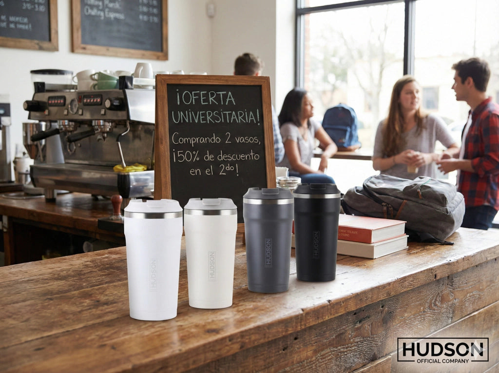 Vasos Térmicos de Café 470cc con interior de Acero Pulido