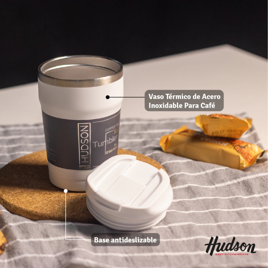 Vaso Blanco de Café 350 ml Interior Pulido y Pico Antiderrame