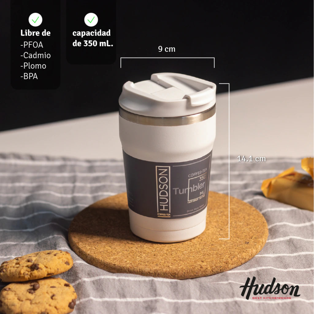 Vaso Blanco de Café 350 ml Interior Pulido y Pico Antiderrame