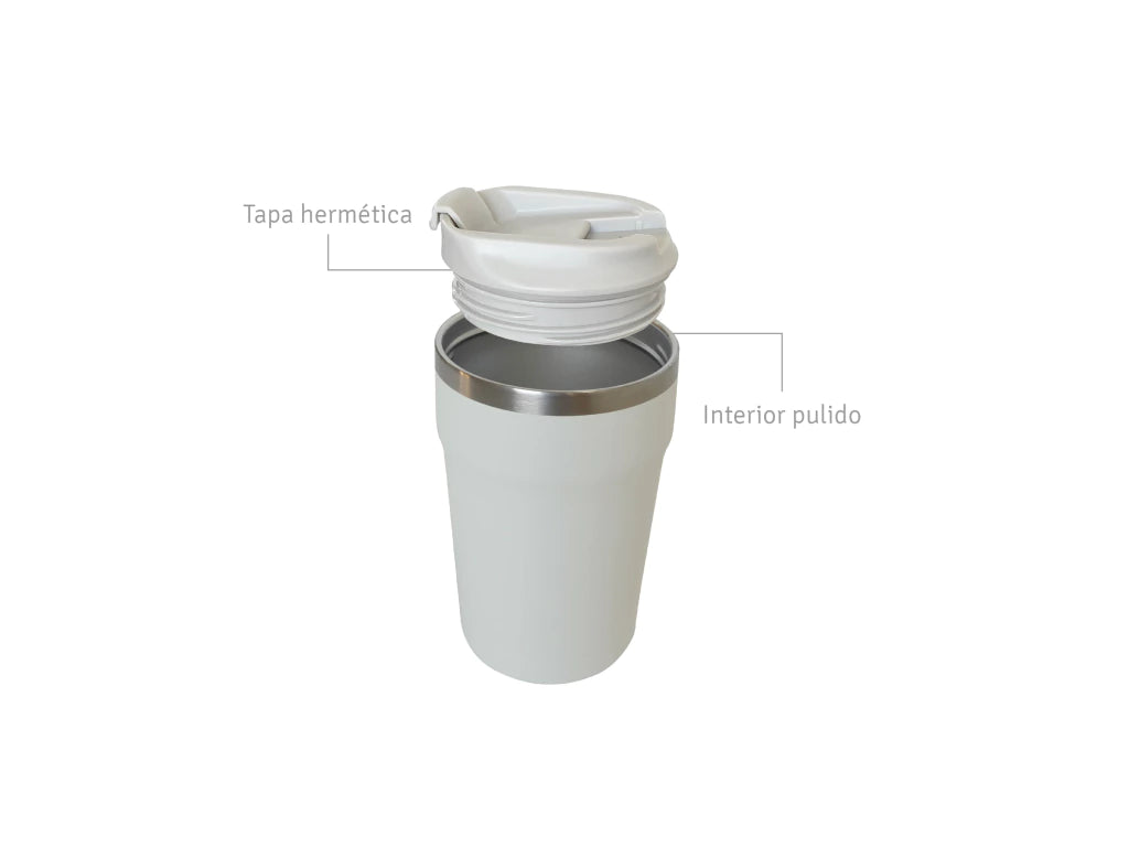 Vaso Crema de Café 350 ml Interior Pulido y Pico Antiderrame