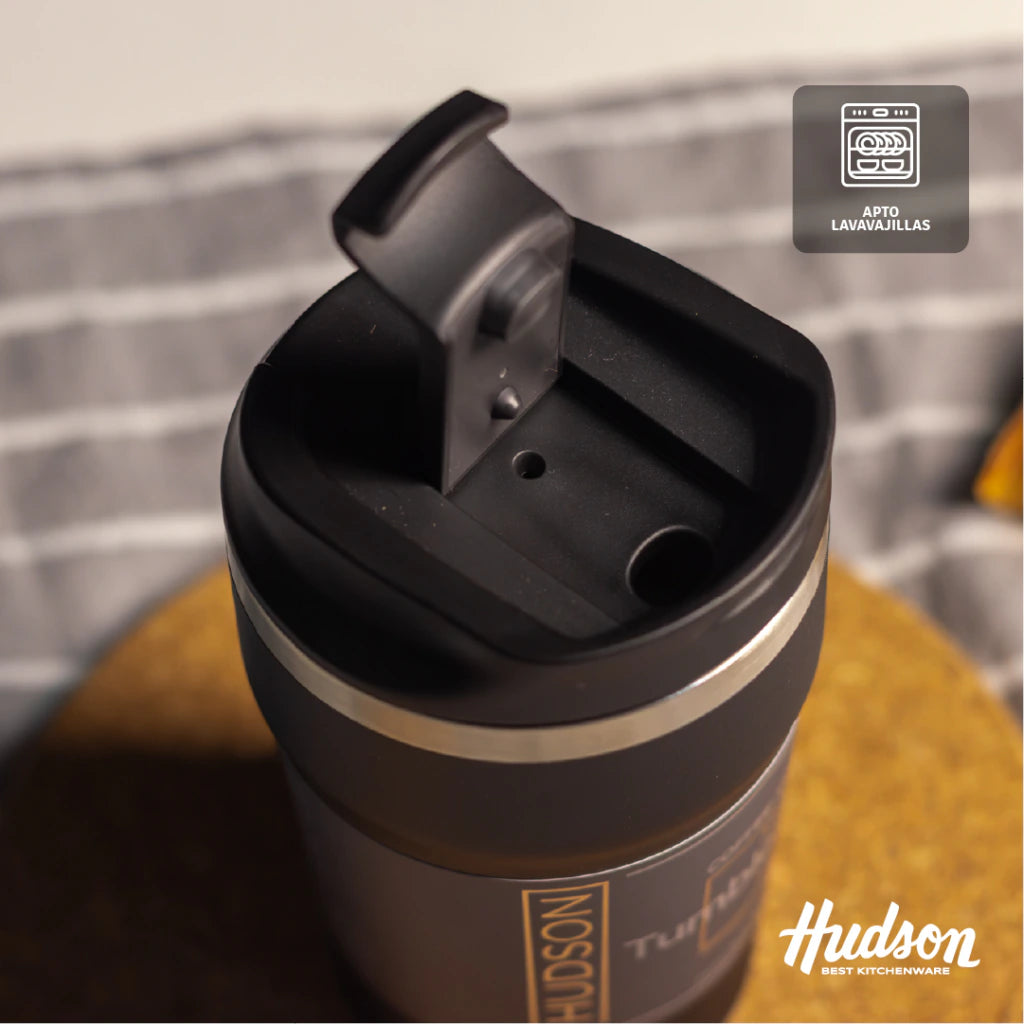 Vaso Negro de Café 350 ml Interior Pulido y Pico Antiderrame