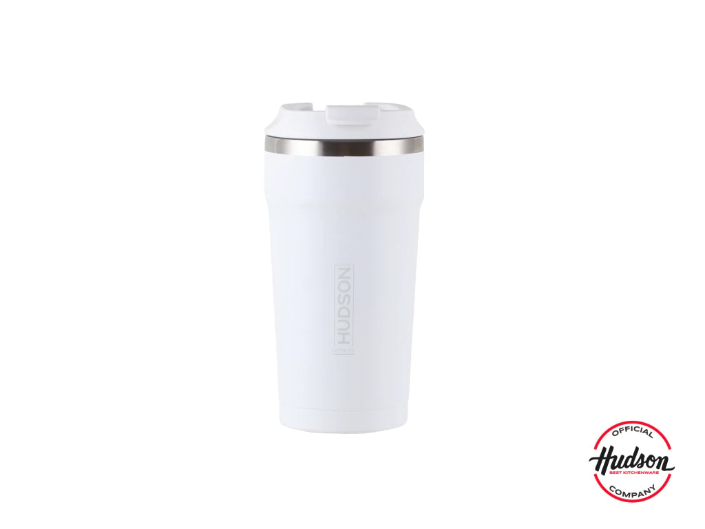 Vaso Café de 470 ml Blanco c/ Pico antiderrame + Interior Pulido + Tapa Hermética