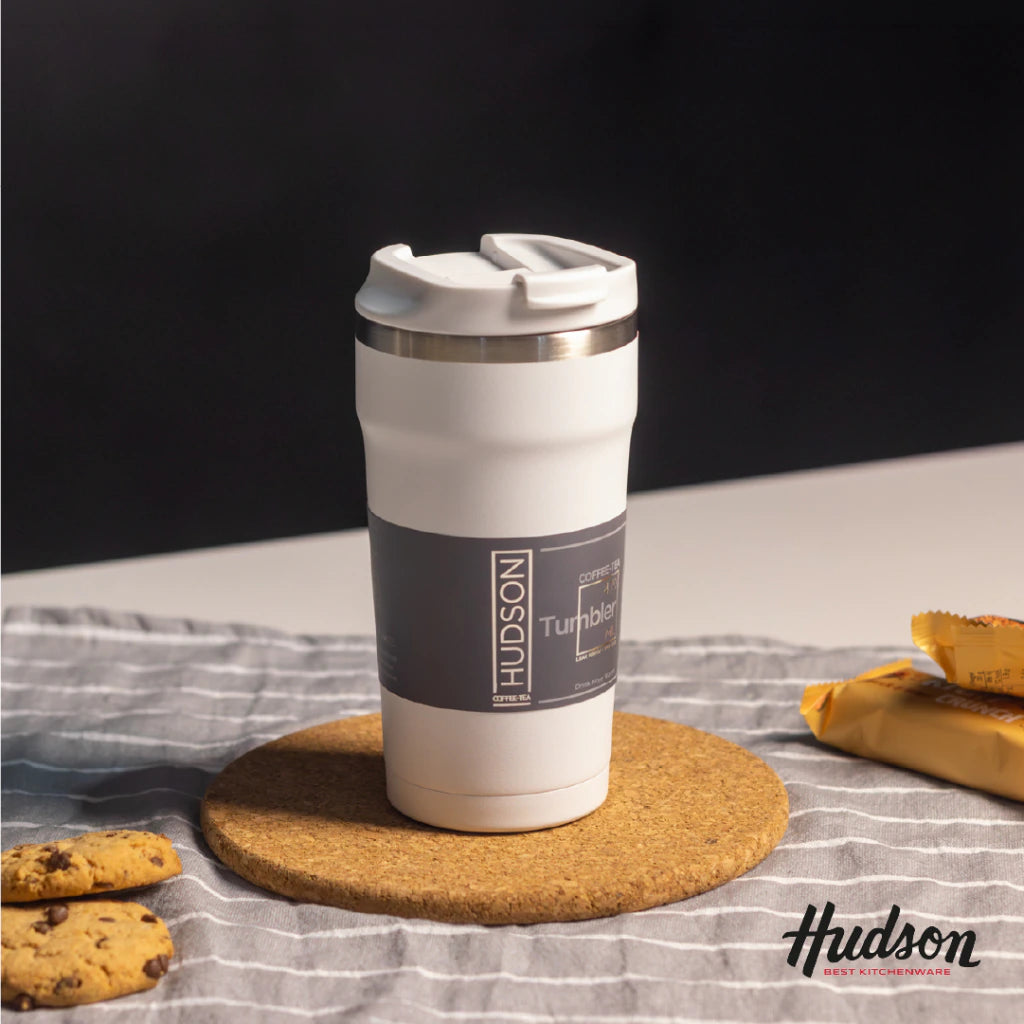 Vaso Café de 470 ml Blanco c/ Pico antiderrame + Interior Pulido + Tapa Hermética