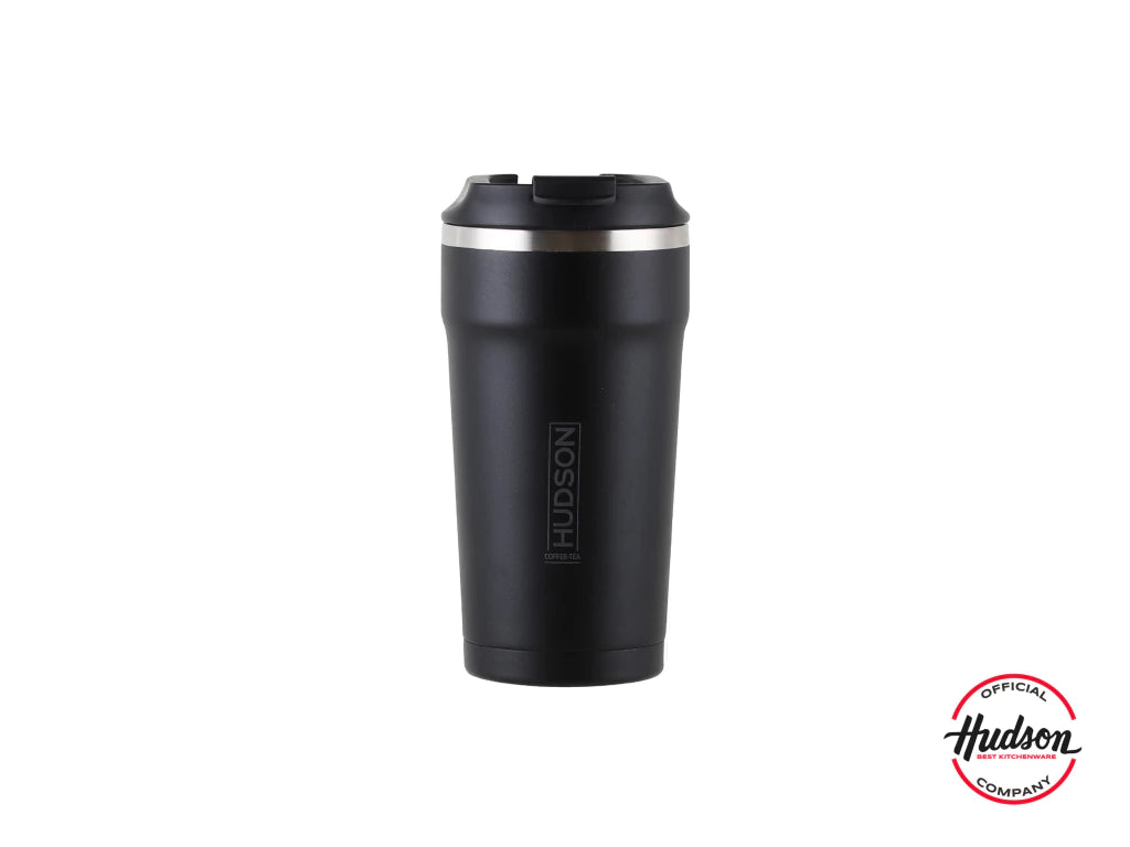 Vaso Café de 470 ml Negro c/ Pico antiderrame + Interior Pulido + Tapa Hermética