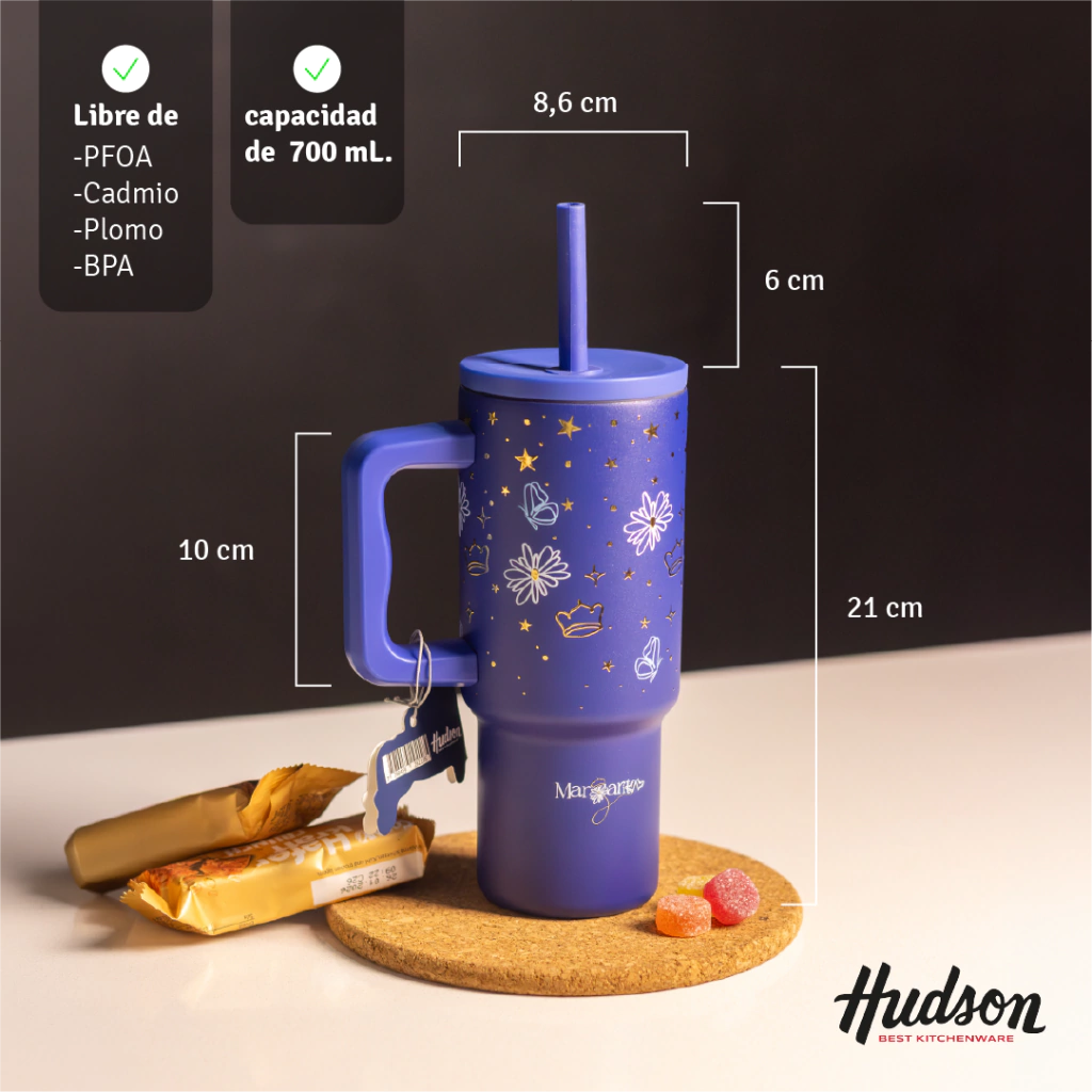 Vaso Térmico Margarita x Hudson 700 ml Tumbler Azul