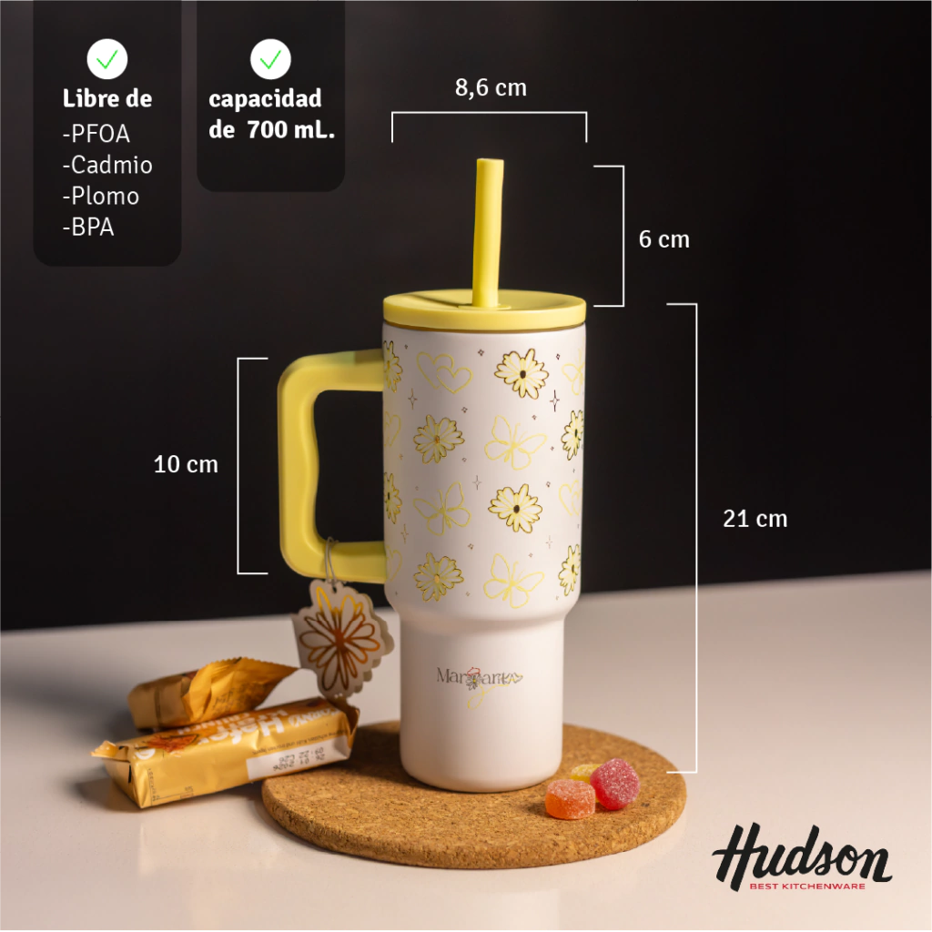 Vaso Térmico Margarita x Hudson 700 ml Tumbler Amarillo