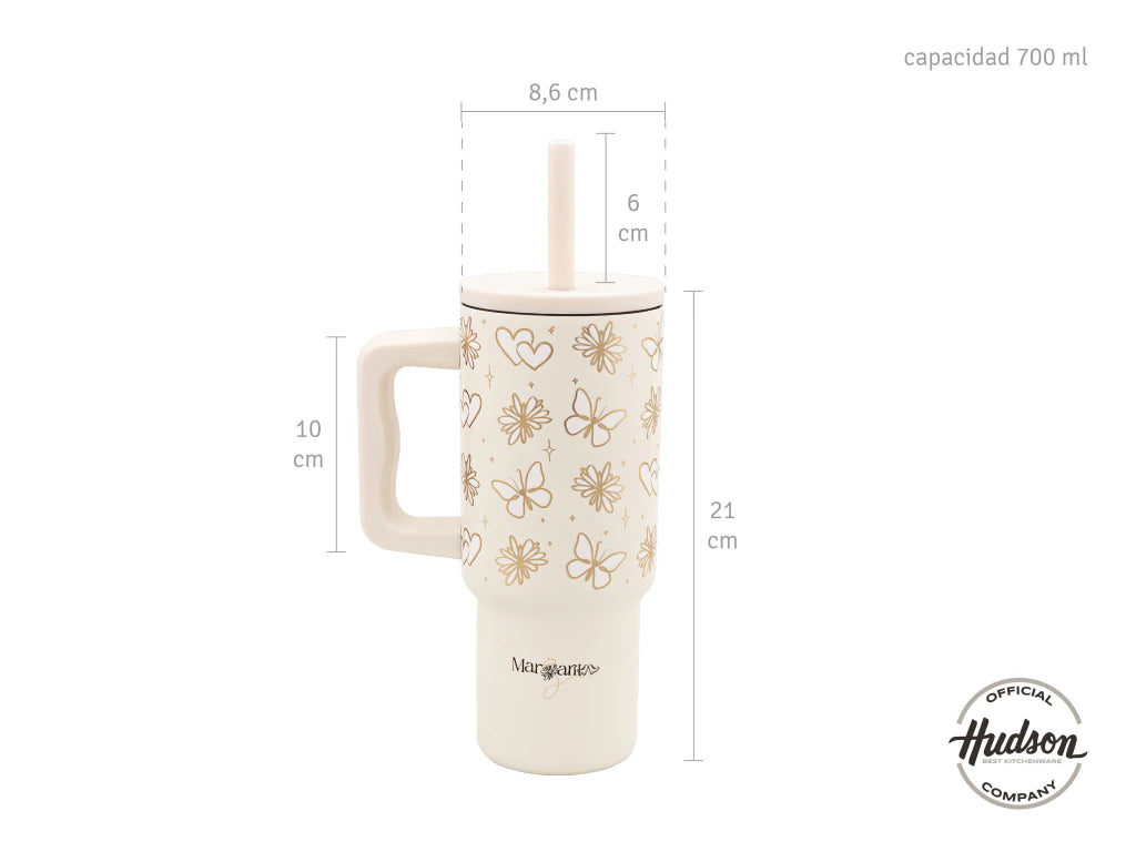 Vaso Crema Térmico 700ml Margarita X Hudson de Acero Inoxidable