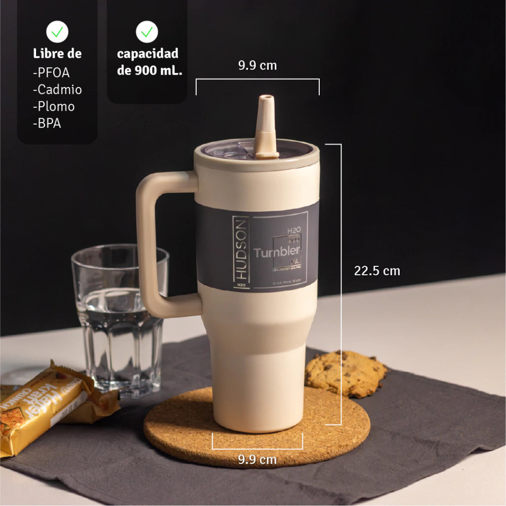 Vaso Térmico Crema 900 ml Interior Pulido Libre de BPA