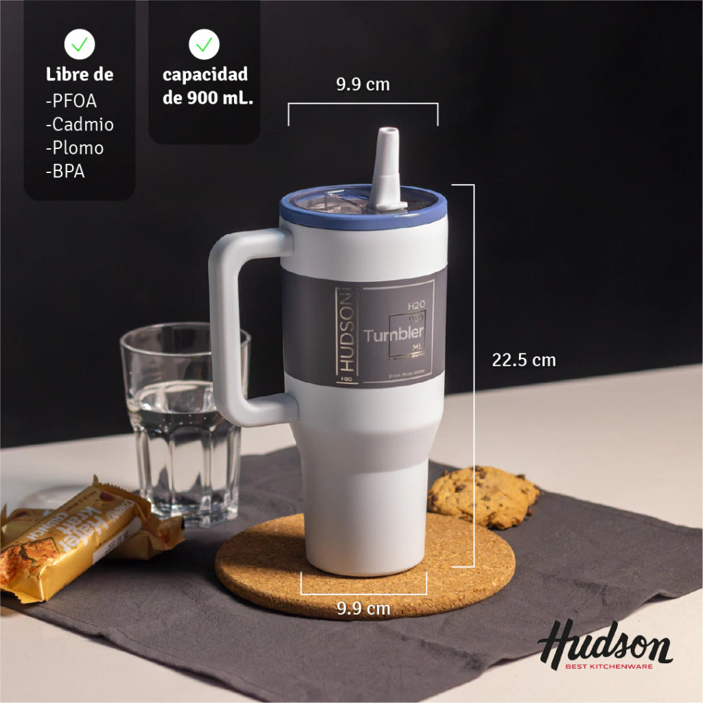 Vaso Térmico Celeste 900 ml Interior Pulido Libre de BPA