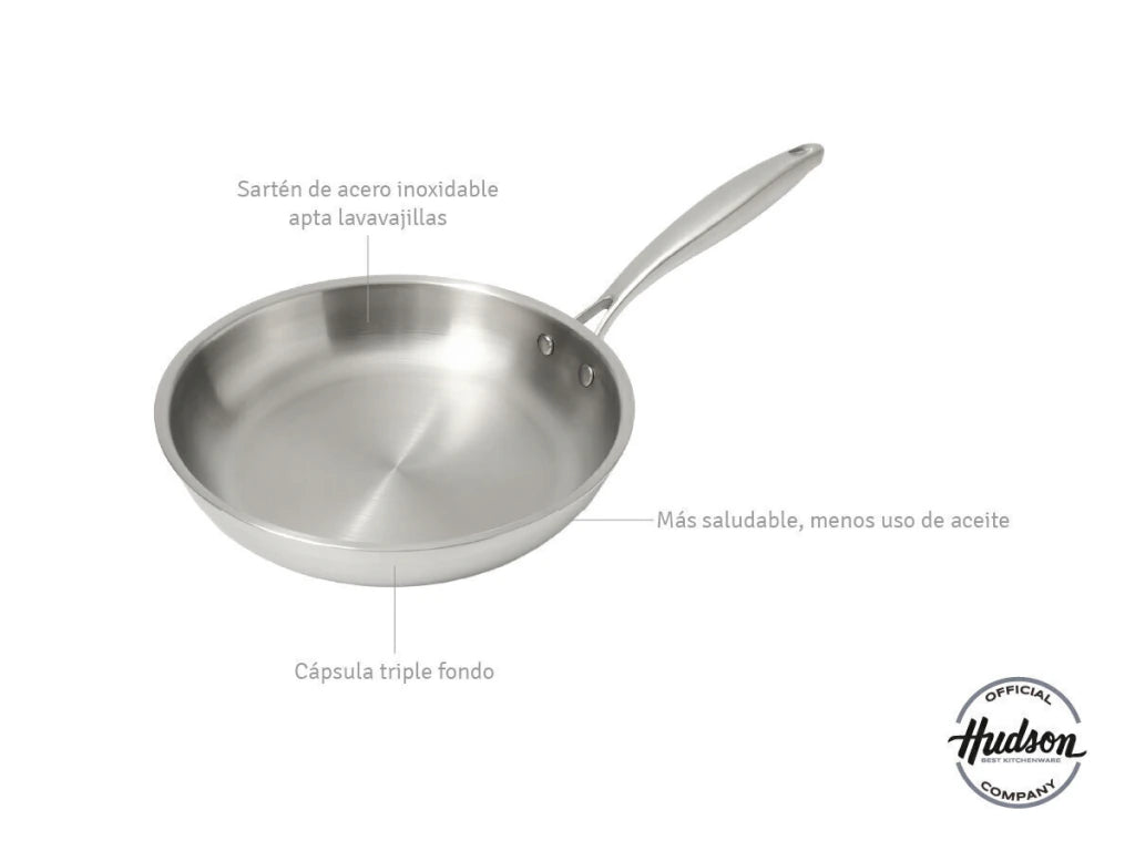 Sartén De Acero Inoxidable De 26 Cm Apta Inducción